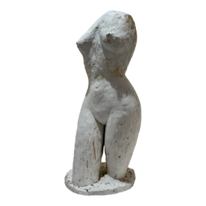 1960s Larry Mohr Female Torso Sculpture White Plaster Signed Estate Mid Century Modern