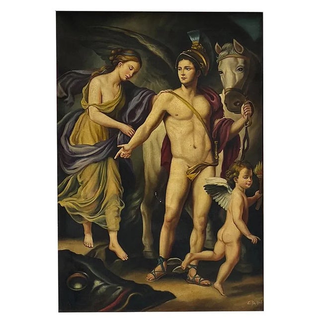 Perseo and Andromeda - Oil on canvas cm.120x80, Eugenio De Blasi, Italy, 2005. Gold gilded wooden frame available on...