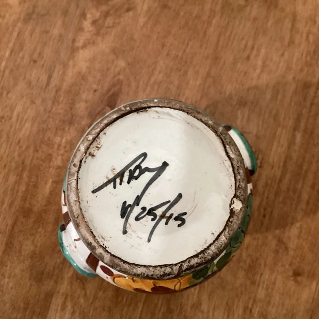 Green Early 21st Century Italian Majolica Terracotta Urn/Vase in Clay by Chris Lorenz For Sale - Image 8 of 10