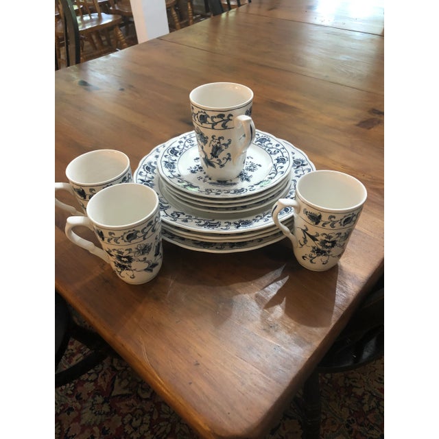 Vintage Blue and White Nikko Ming Tree Blue Chinoiserie Ironstone Set- 12 Pieces For Sale In New Orleans - Image 6 of 10