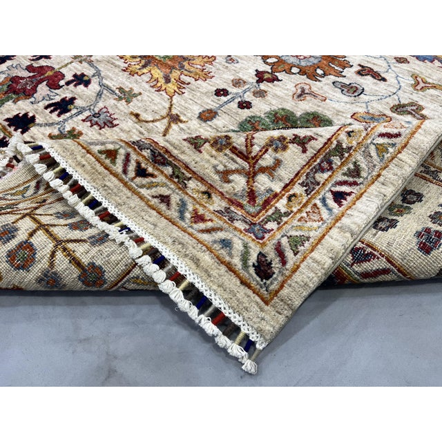Beige Sultani Persian-Style Floral Natural Dye Wool Area Rug, 8'2" X 9'9" For Sale - Image 13 of 16