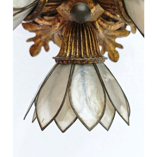 Mid-Century Modern Vintage Gilded Iron Floral Ceiling Lamp by Banci Firenze, 1960s For Sale - Image 3 of 10