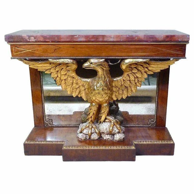 Wood 19th Century English Regency Style Rosewood Eagle Console Table For Sale - Image 7 of 12