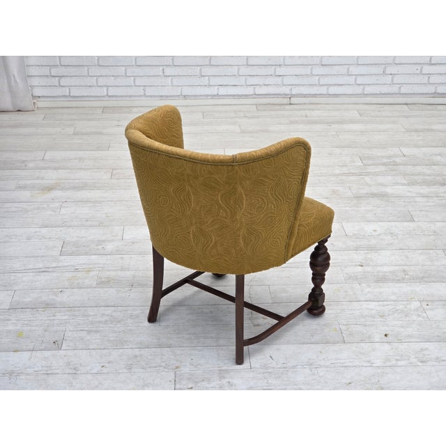 Vintage Danish Lounge Chair in Green Furniture Velour and Oak, 1950s For Sale - Image 11 of 18