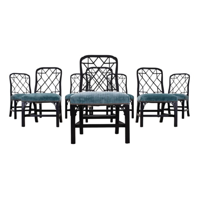 Set of Eight Chinese Chippendale Dining Chairs by Hickory Chair For Sale