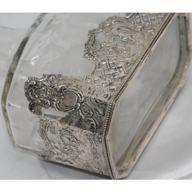 Silver Silver and Engraved Crystal Decanter and Cordial Cups For Sale - Image 8 of 10