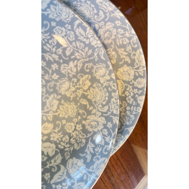 Ceramic 1990s Porcelain Bunny Bowl, Blue Floral Interior, Gold Trim, by Envogue, 8.5" Diameter 4 Pc For Sale - Image 7 of 15