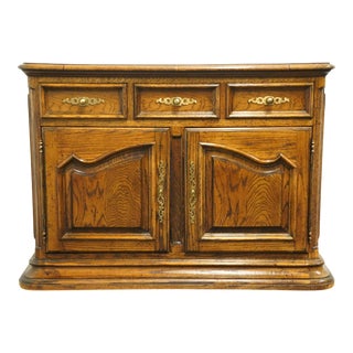 Century Furniture Solid Pecan Rustic Country French 60" Flip-Top Server Buffet 640-441 For Sale