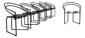 La Tonda Chairs in Black Lacquered Metal by Mario Botta for Alias 1980s, Set of 6