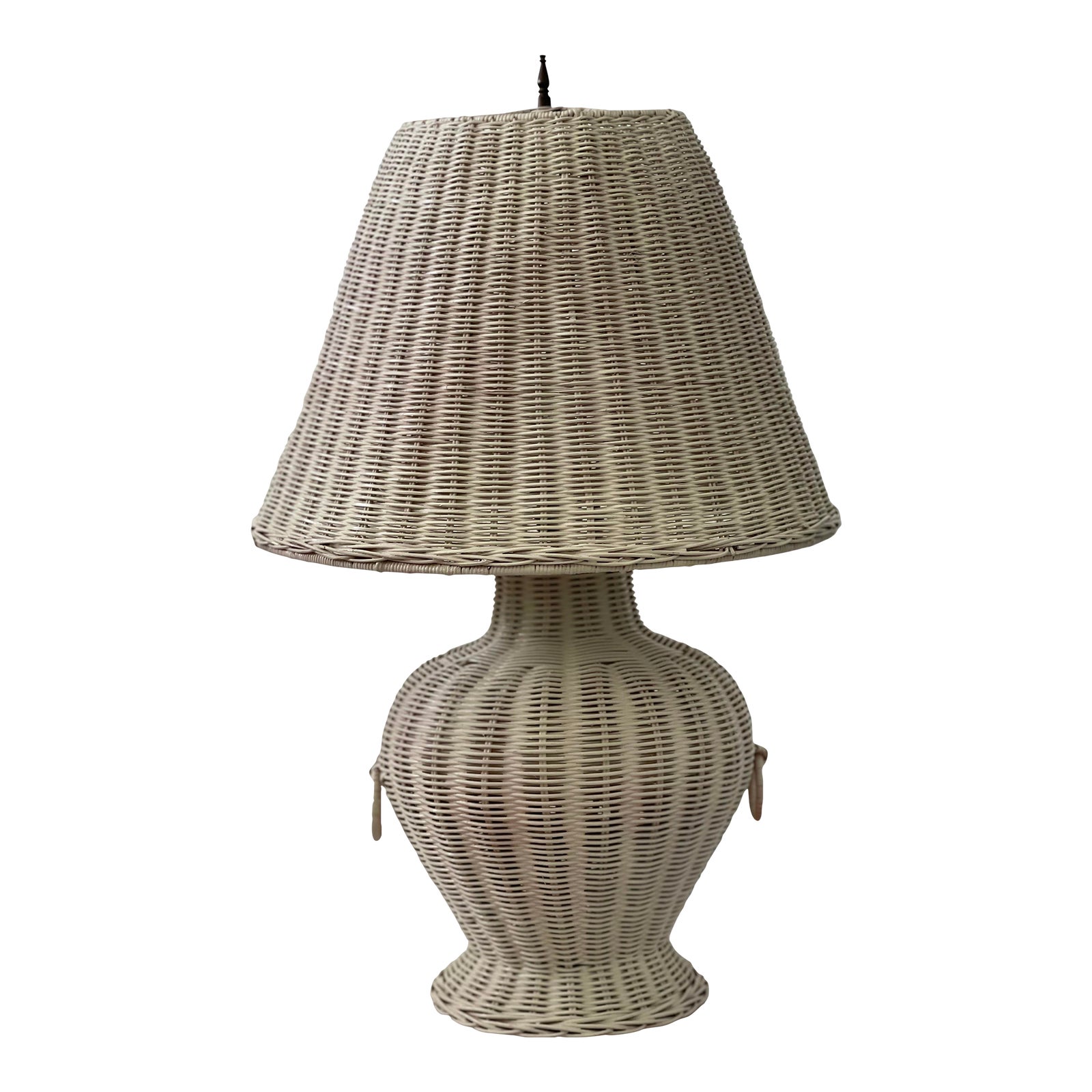 Vintage Mid 20th Century White Wicker Table Lamp Chairish