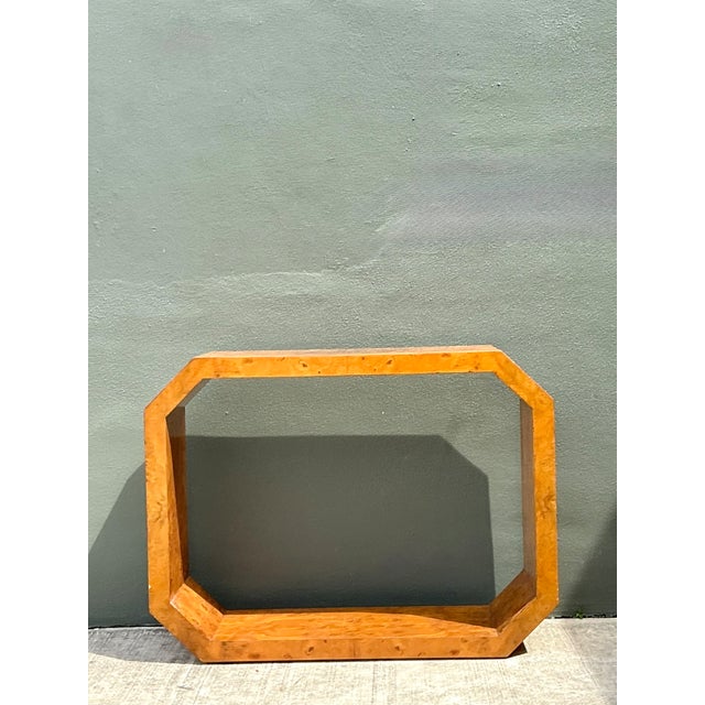 Mid-Century Modern Vintage Burl Wood Console Table For Sale - Image 3 of 13