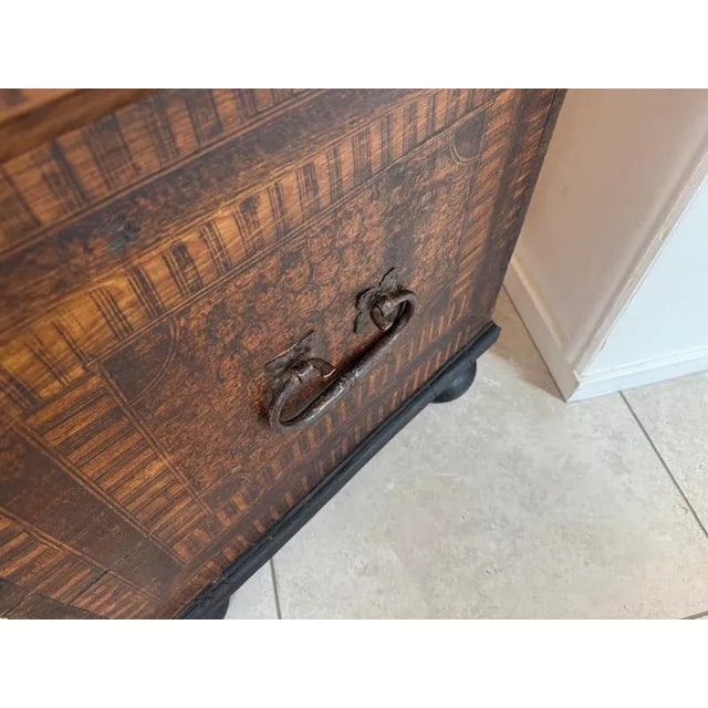 Blue Tyrolean Rustic Hand-Painted Chest For Sale - Image 8 of 18