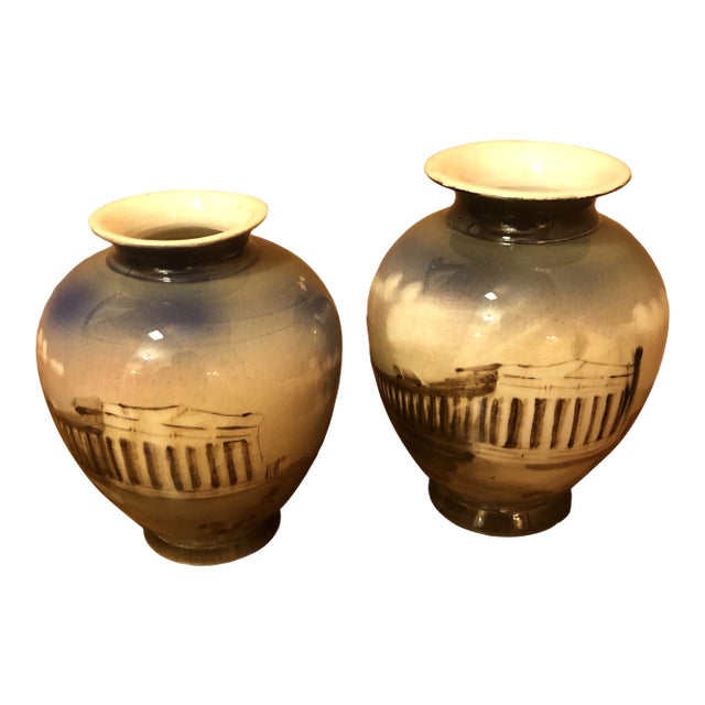 Ancient Grecian Ruins Vases - a Pair For Sale