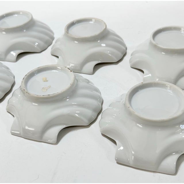 Vintage Coastal White Porcelain Scallop Shell Appetizer Dishes – Set of 6 For Sale - Image 4 of 5