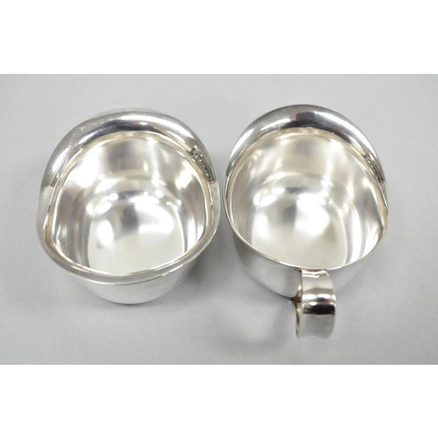 Vintage Carl Cohr Denmark Mid Century Modern Silver Plated Creamer & Sugar Bowl For Sale In Philadelphia - Image 6 of 10