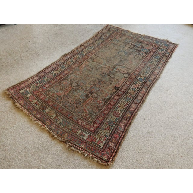 Distressed Antique Persian Rug- 6'3"x 3'6" For Sale In Los Angeles - Image 6 of 12