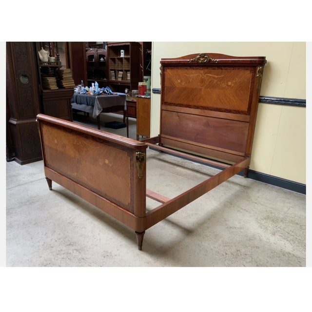 Antique Sensational Art Nouveau Ornate Bed with Inlays, 1900 For Sale - Image 6 of 8