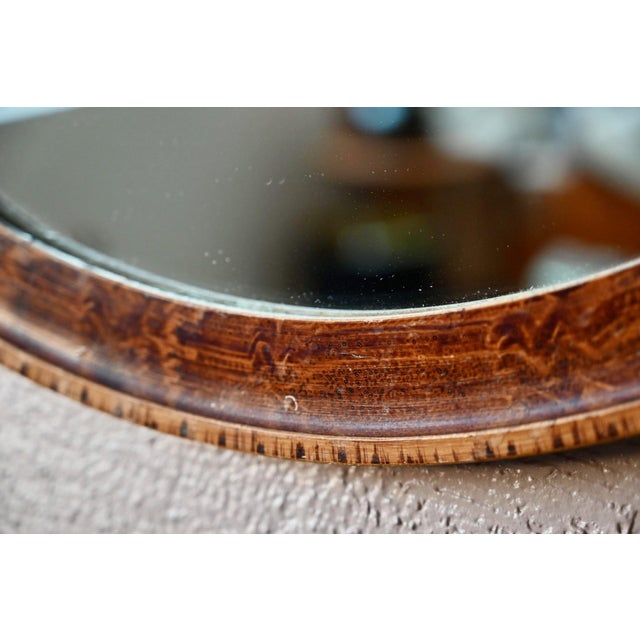 Bohemian Oval Mirror in Burl Wood, 1940s For Sale - Image 4 of 6