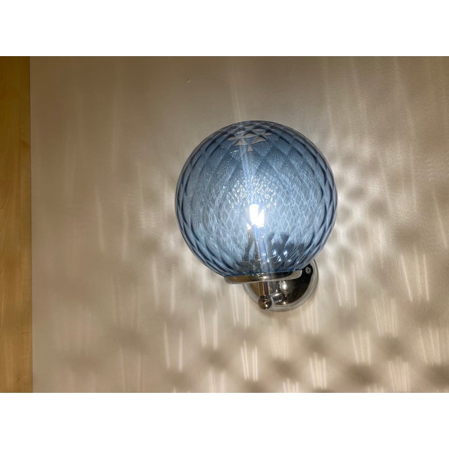 Blue Contemporary "Ballotton" Blue Murano Glass Wall Sconce For Sale - Image 8 of 12