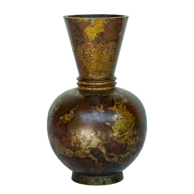 Mid-Century Japanese Bronze Vase With Banded Neck For Sale In Los Angeles - Image 6 of 8