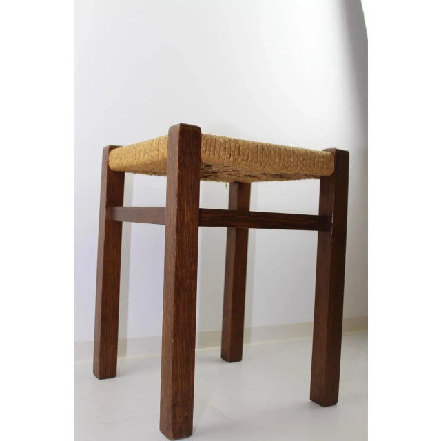Wood Bauhaus Style Stool with Cord Weave, 1930s For Sale - Image 7 of 8