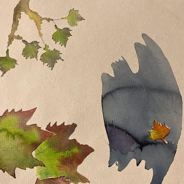 1970s 1970’s Vintage Abstract Organic Watercolor Painting For Sale - Image 5 of 7