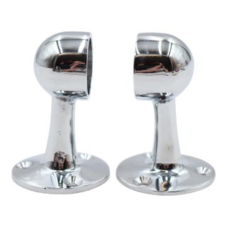 Pair of Vintage Chrome Bathroom Towel Bar Brackets For Sale