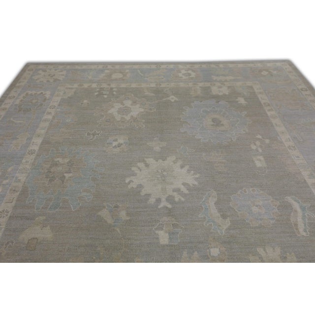 Blue & Gray Handwoven Turkish Oushak Rug 9'3" X 12'1" For Sale - Image 4 of 7