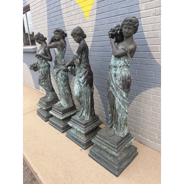 Late 20th Century Set of Four “The Four Seasons” Monumental Bronze Garden Statues For Sale - Image 4 of 12
