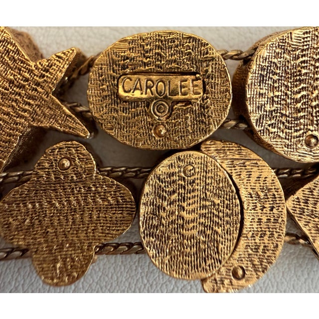 Vintage Carolee Victorian Revival Style Gold Tone Multi-Row Slide Charm Bracelet For Sale - Image 4 of 4