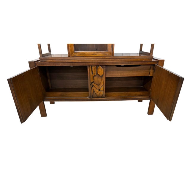 Mid-Century Modern United Furniture Tiki Brutalist Walnut Room Divider ...