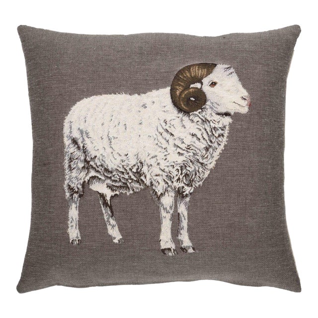 Arles Merino Sheep Tapestry Cushion With Feather Filler - 46x46cm (18"x18") For Sale