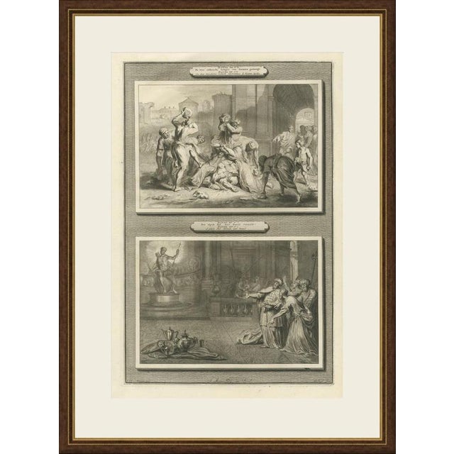 This original copper engraving from Pieter Mortier's illustrated Bible, published in Amsterdam circa 1700, shows two...
