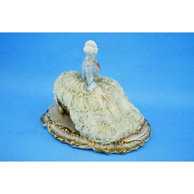 1920s Luigi Fabris, Sculpture Venetian Lady, Crinoline Lace Flowers, 1890s, Porcelain For Sale - Image 5 of 18