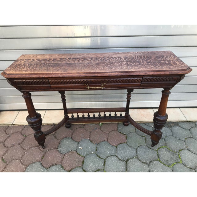 Art Nouveau Console with Drawer in Solid Oak, 1920s For Sale - Image 13 of 18
