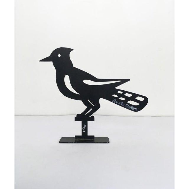 Painted Black Metal Upupa Sculpture by Bruno Chersicla, 1980 For Sale - Image 6 of 18