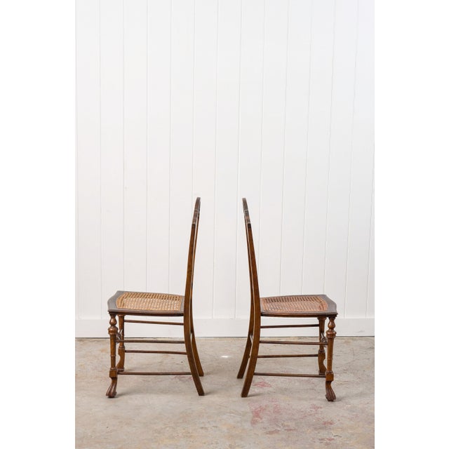 Pair of 19th Century Burl Walnut Hand Tied Cane Seat Chairs For Sale - Image 4 of 18