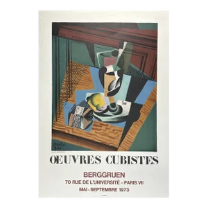 Original 1973 French Cubist Exhibition Lithograph, Ouevres Cubistes (Juan Gris)/Picasso/Braque