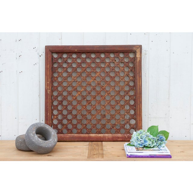 Brown Early 20th Century Floral Lattice Screen For Sale - Image 8 of 8