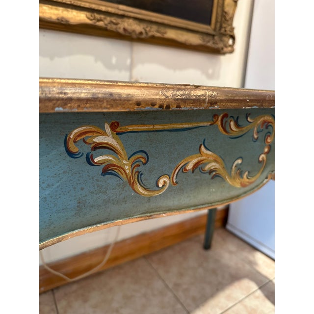 Vintage Bavarian Baroque Style Hand Painted Table Writing Desk For Sale - Image 4 of 18