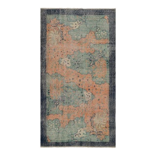 Vintage Zeki Müren Rug in Blue & Orange Patterns, From Rug & Kilim For Sale