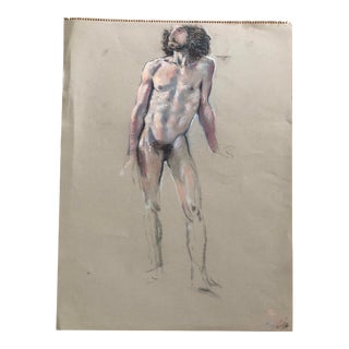 1970s Pastel Drawing of Nude Man by Peter Butterfield For Sale