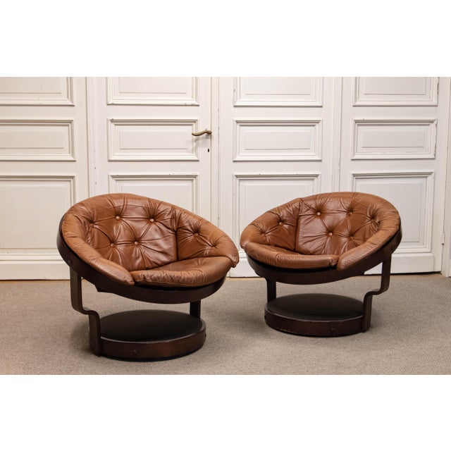 Leather Convair Swivel Chairs attributed to Oddmund Vad for Vad Trevarefabrikk, 1970, Set of 2 For Sale - Image 15 of 15