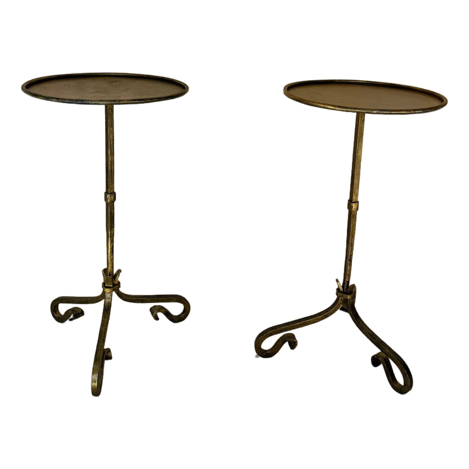 Pair of Handcrafted Gilt Iron Side Tables | Chairish