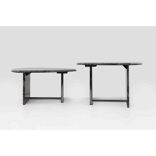 Metal Vintage Italian Granite Coffee Tables with Chrome Base, 1980s, Set of 2 For Sale - Image 7 of 8