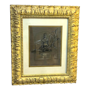 1940s-50s African Nude Woman & Child Drawing