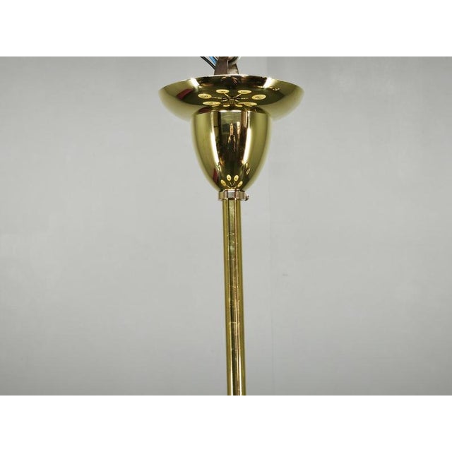 Italian Brass Chandelier with Opaline Glass Shades, 1950s For Sale - Image 6 of 17