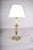 Vintage Brass Candlestick Table Lamp with Green Accent, 1950s For Sale - Image 3 of 14