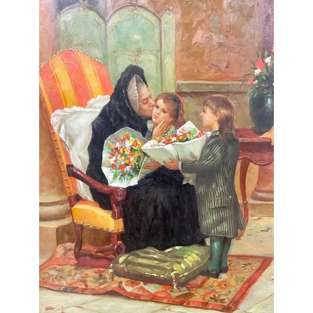 Early 20th Century N. Henry Bingham Impressionistic Oil on Canvas of a Family Reunion, Signed For Sale - Image 5 of 12