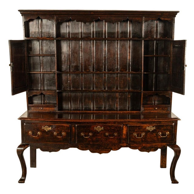 Mid 18th Century Antique All Period Georgian Queen Anne Carved Oak Welsh Dresser Plate Rack 1750 For Sale - Image 5 of 13
